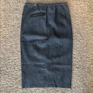 Elie Tahari 100% Lamb Leather Navy Pamela Skirt